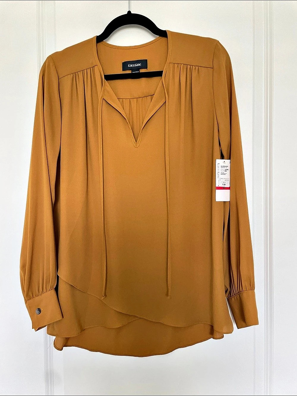 Karen Kane Golden Hour Crossover Top Crossover Blouse in Brown XS NWT